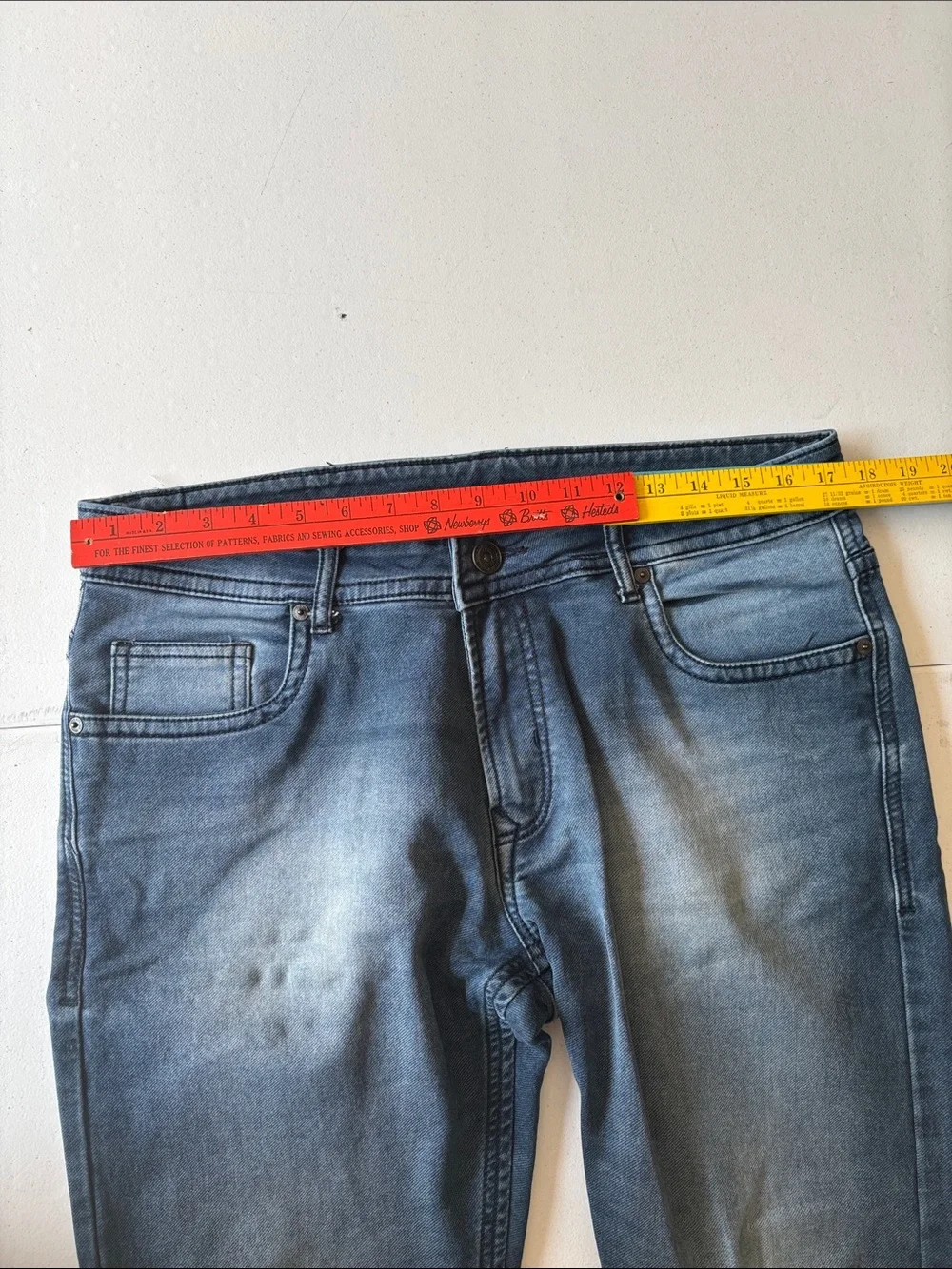 Peter England Men’s Skinny Slim Straight Jeans in Blue Wash 36x32